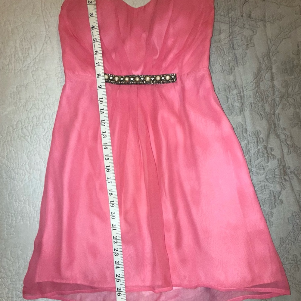 Twelfth Street by Cynthia Vincent Strapless Pink Dress with Embellished Waist